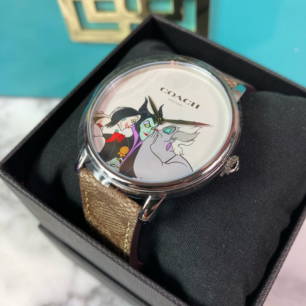 NWT COACH Disney X Villains Khaki Watch 14504072 - Picture 2 of 7
